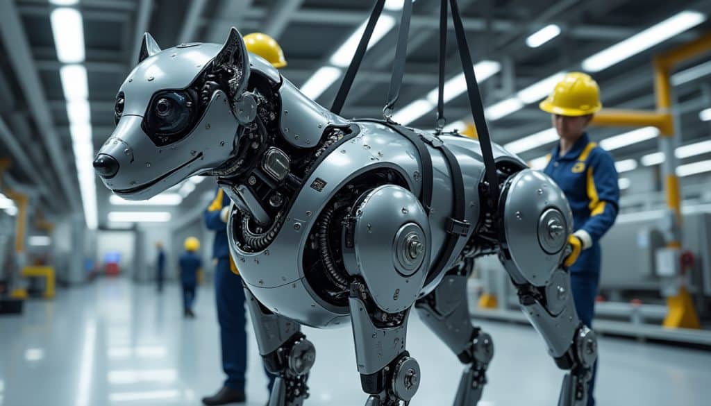découvrez comment le harnais de levage simplifie le transport manuel des chiens robots lourds, offrant sécurité et efficacité lors de leurs manipulations.