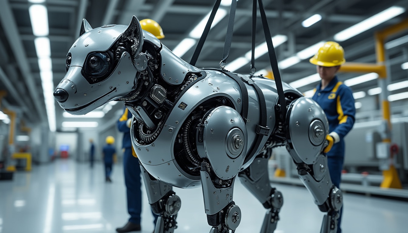 découvrez comment le harnais de levage simplifie le transport manuel des chiens robots lourds, offrant sécurité et efficacité lors de leurs manipulations.
