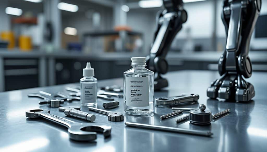 le kit de maintenance comprend de l'huile spécialement conçue pour l'entretien des vérins du chien robot, assurant son bon fonctionnement et sa durabilité.