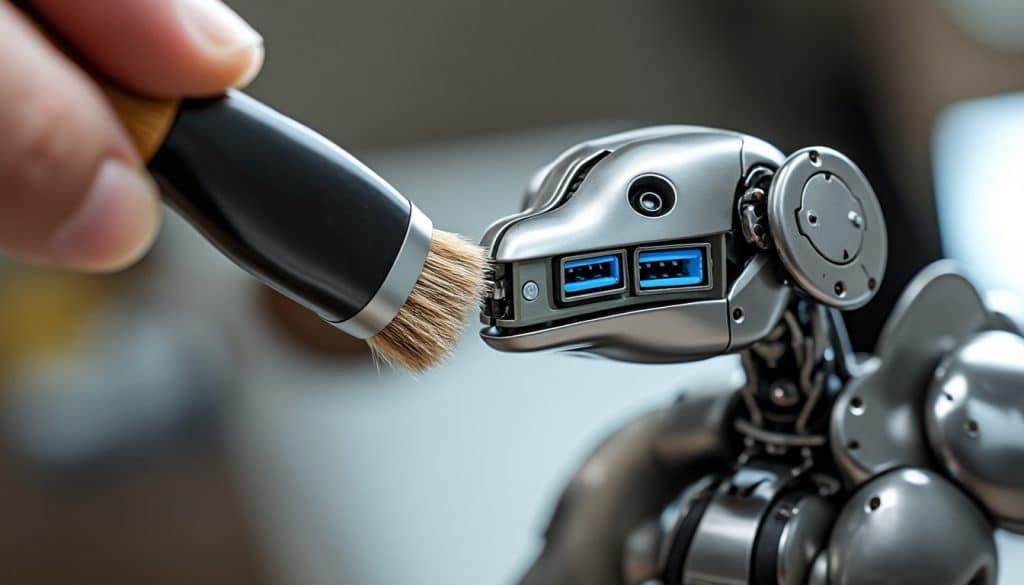 découvrez le pinceau de précision conçu pour dépoussiérer efficacement les ports usb de votre chien robot et assurer leur bon fonctionnement.